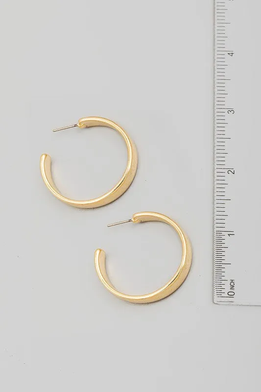 Flat Wide Metallic Hoop Earrings