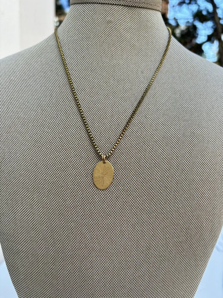Floral Etched Necklace - Sunflower