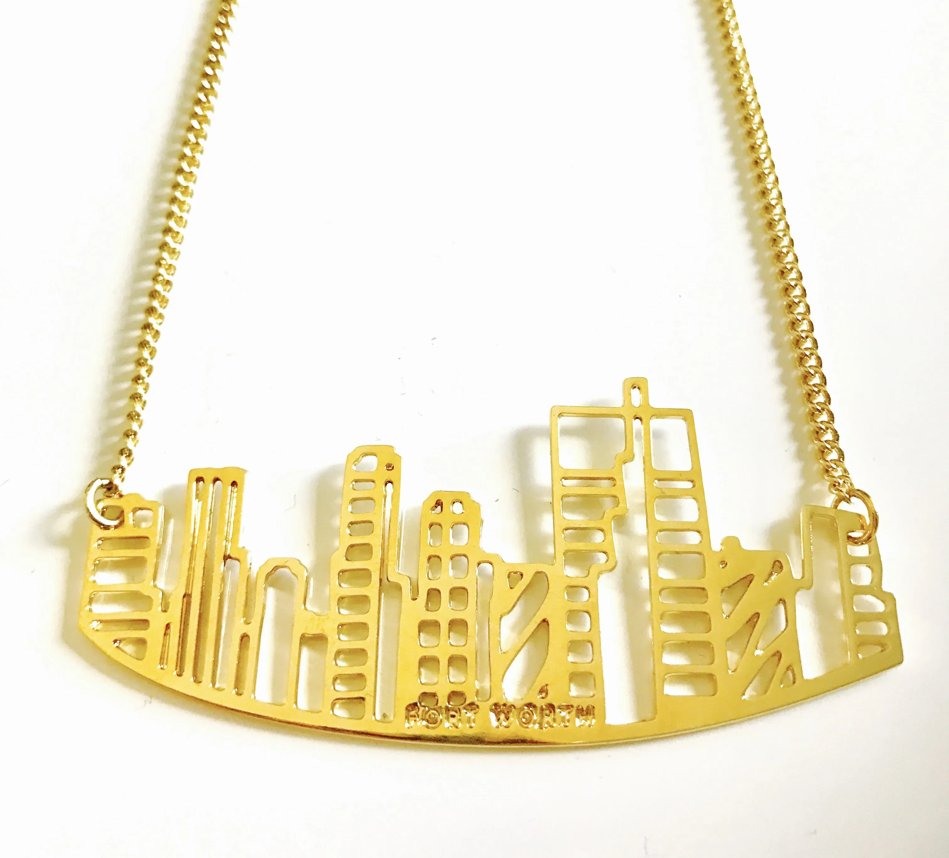 Fort Worth Skyline Pendant Necklace
