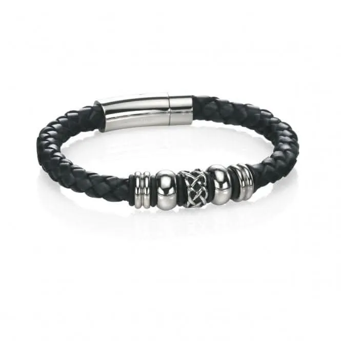 Fred Bennett Black Leather Bracelet B4211
