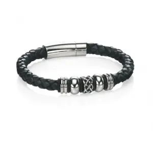 Fred Bennett Black Leather Bracelet B4211