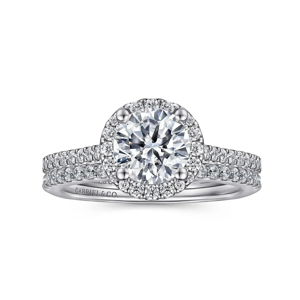Gabriel & Co. Carly - 14K White Gold Round Halo Diamond Engagement Ring