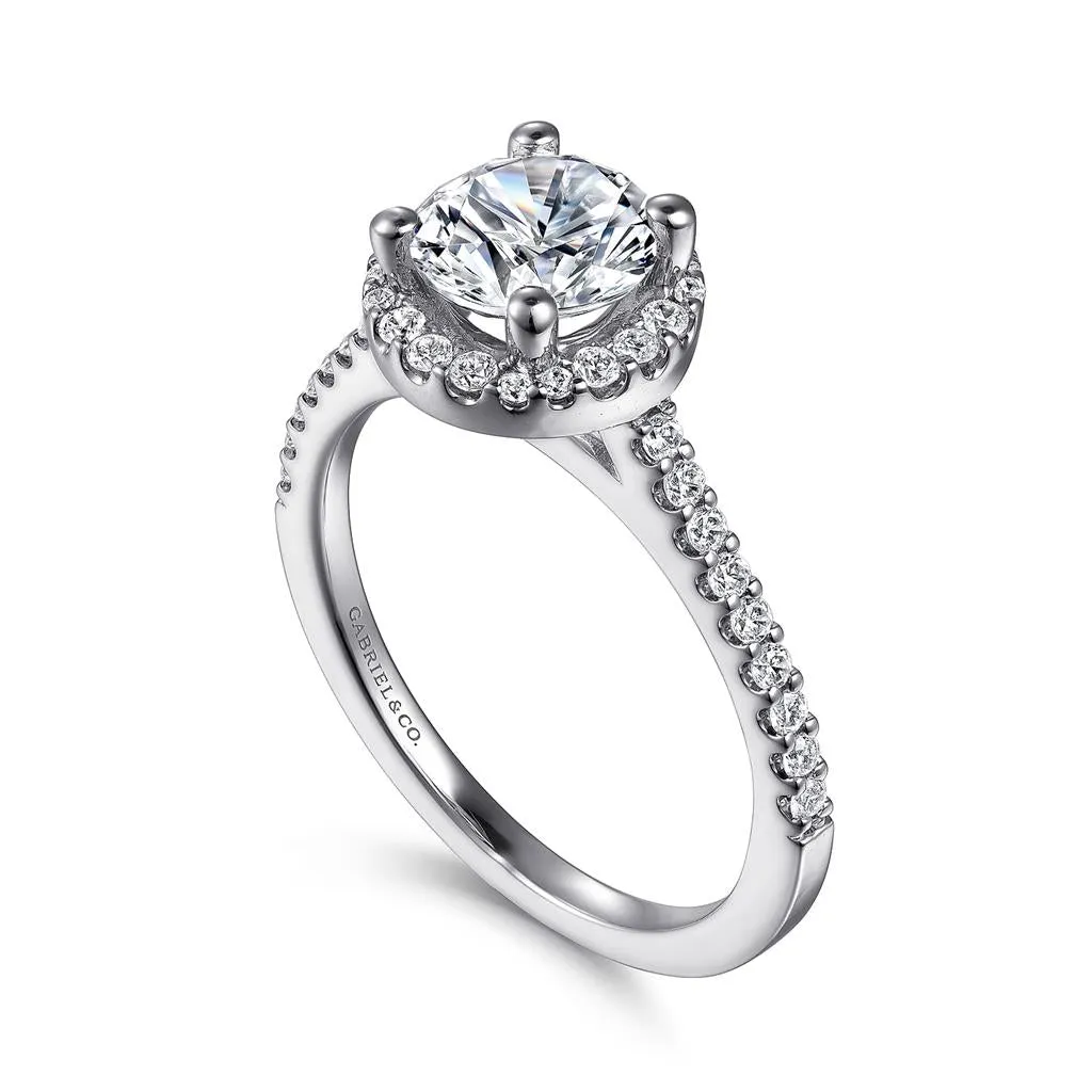 Gabriel & Co. Carly - 14K White Gold Round Halo Diamond Engagement Ring