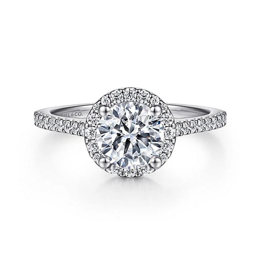 Gabriel & Co. Carly - 14K White Gold Round Halo Diamond Engagement Ring