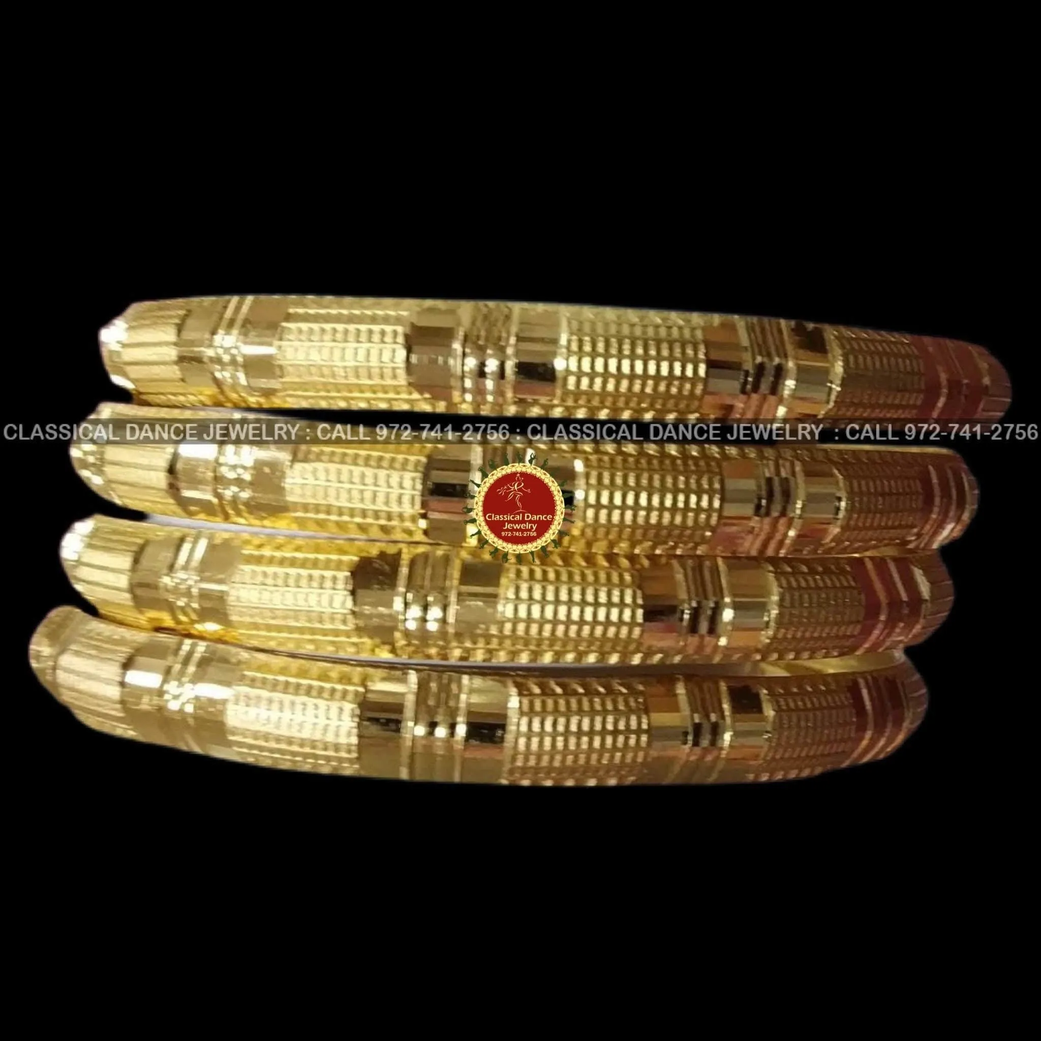 Gold Bangles Indian Jewelry | Set 4 PC | Weddings Bharatnatyam, Kuchipudi, Parties, Engagement, Birthdays | Classical Dance Jewelry