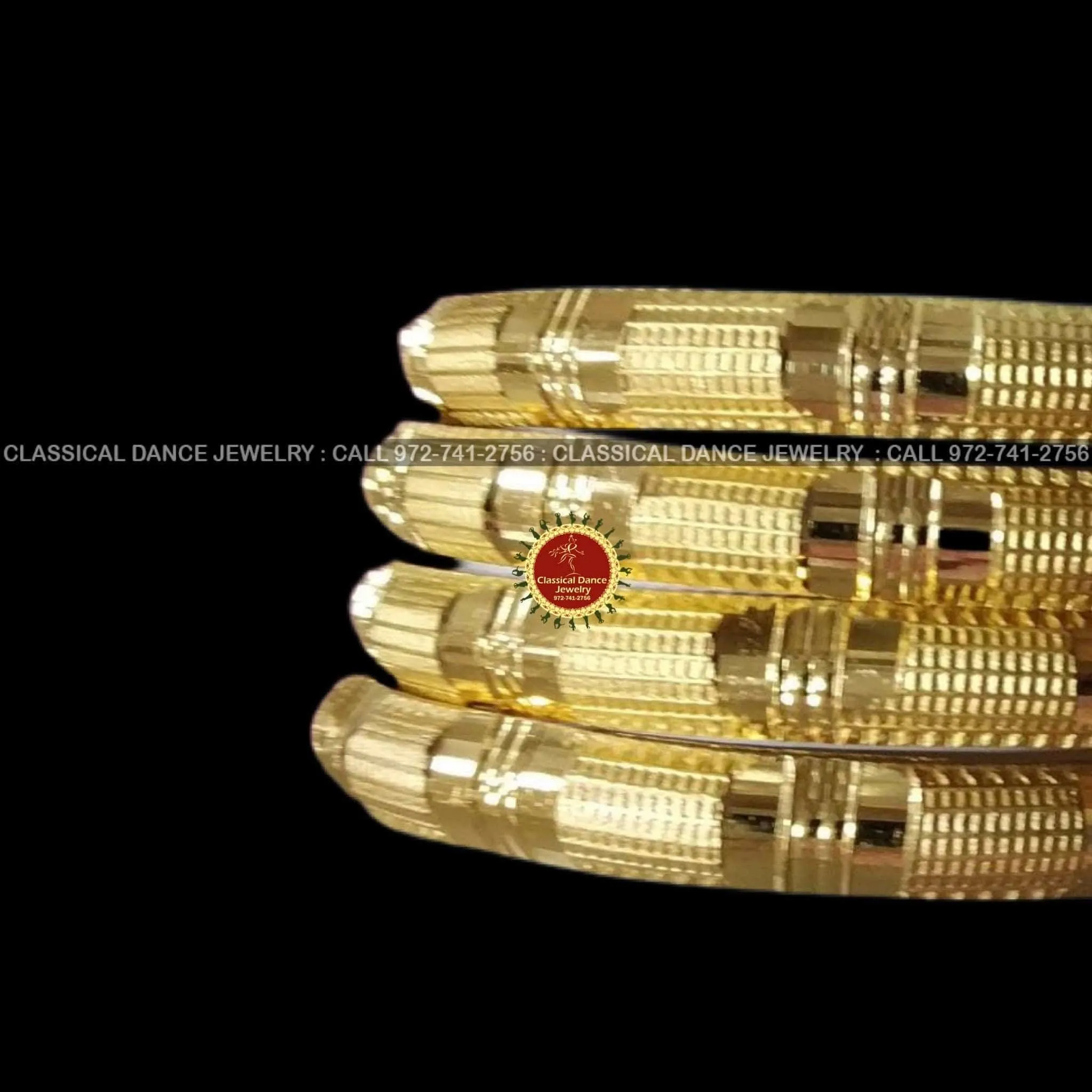 Gold Bangles Indian Jewelry | Set 4 PC | Weddings Bharatnatyam, Kuchipudi, Parties, Engagement, Birthdays | Classical Dance Jewelry