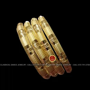 Gold Bangles Indian Jewelry | Set 4 PC | Weddings Bharatnatyam, Kuchipudi, Parties, Engagement, Birthdays | Classical Dance Jewelry