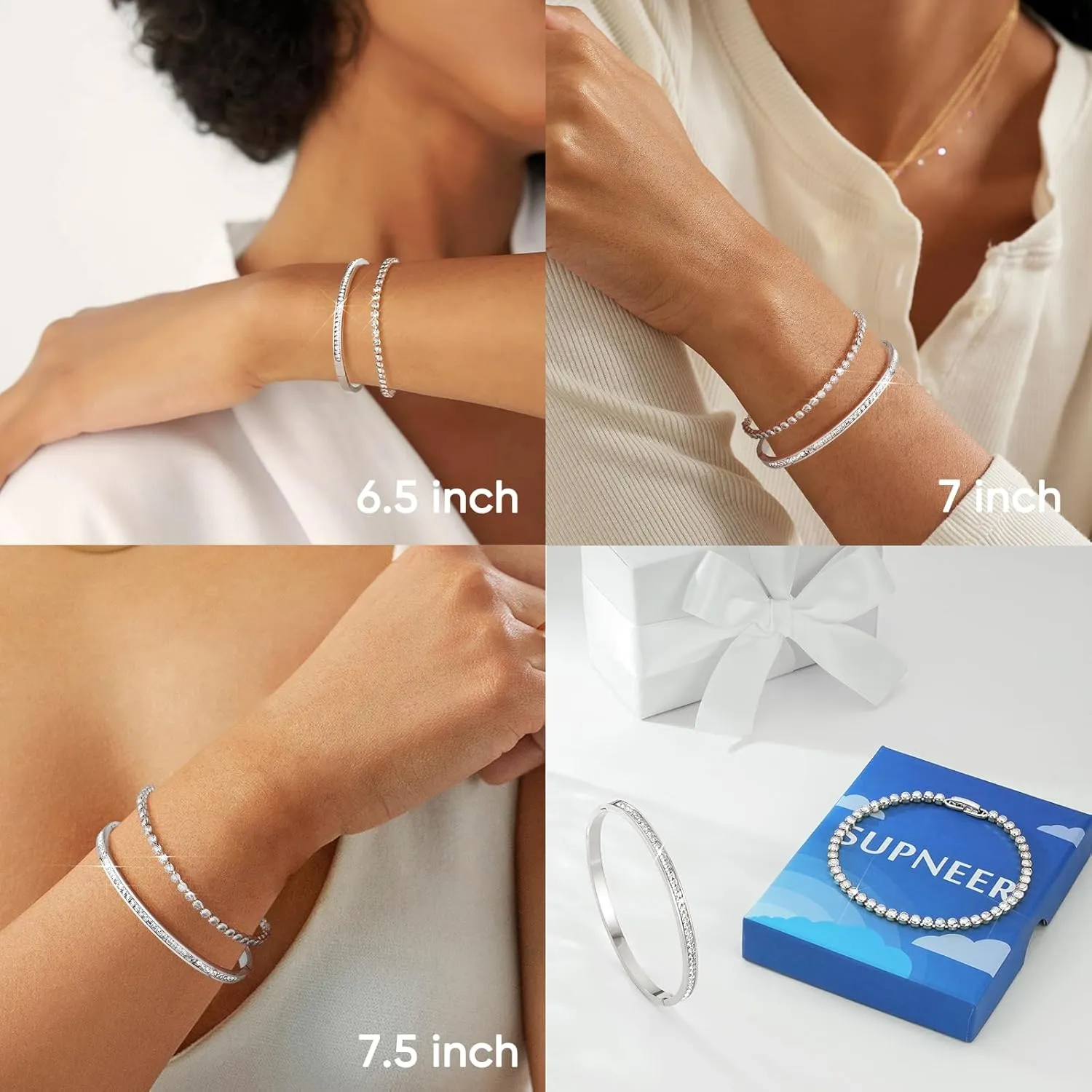 Gold Bracelets For Women 18K Gold Plated Bangle Tennis Bracelets Set,Adjustment Cubic Zirconia Tennis Bracelet Christmas Gifts Dainty Jewelry for Mom Grandma Friends