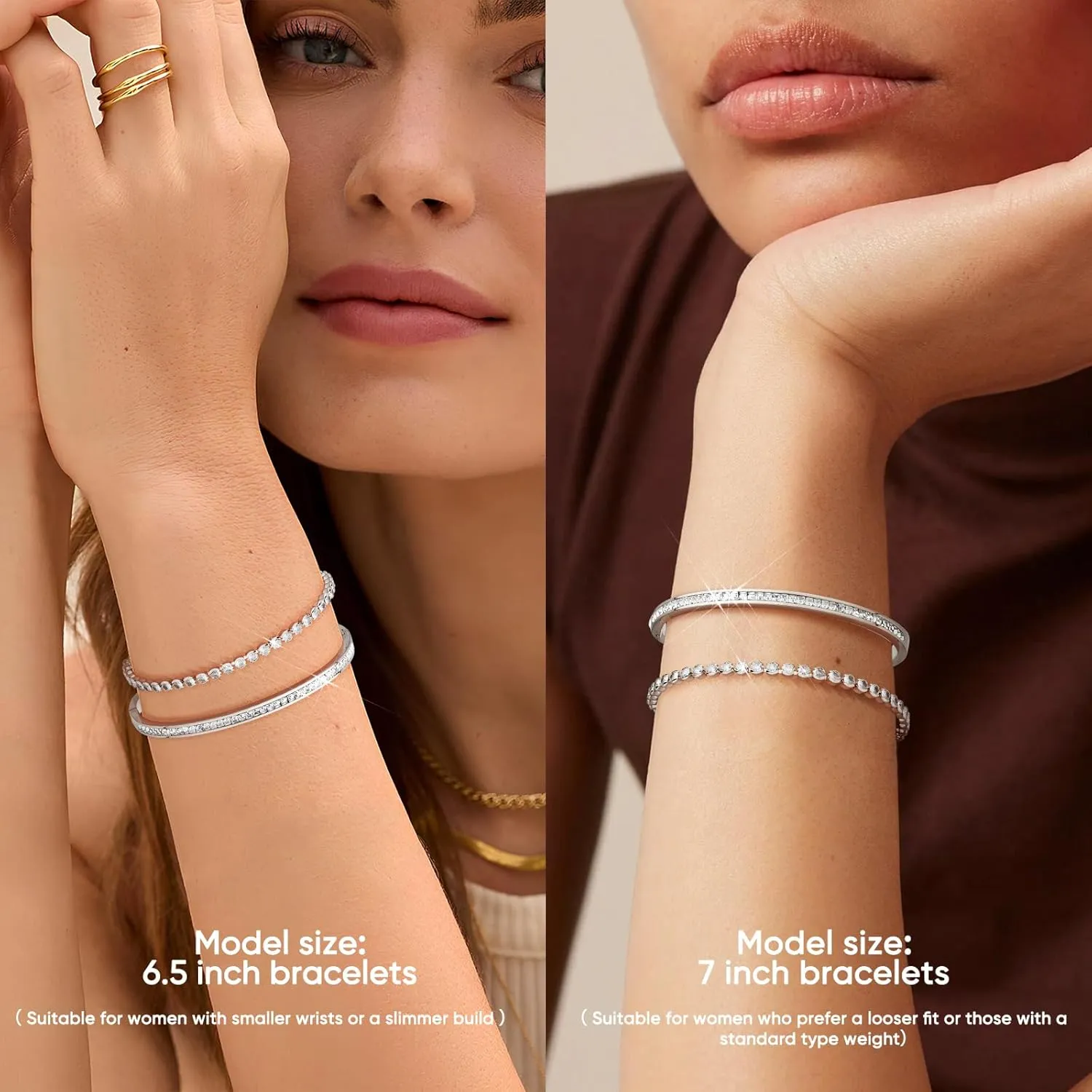 Gold Bracelets For Women 18K Gold Plated Bangle Tennis Bracelets Set,Adjustment Cubic Zirconia Tennis Bracelet Christmas Gifts Dainty Jewelry for Mom Grandma Friends
