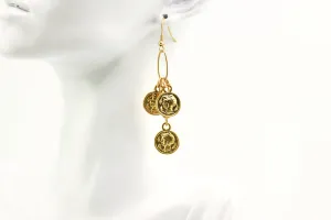 Gold Coin Drop Earrings