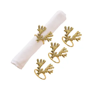 Gold Coral Napkin Ring, Set of 4