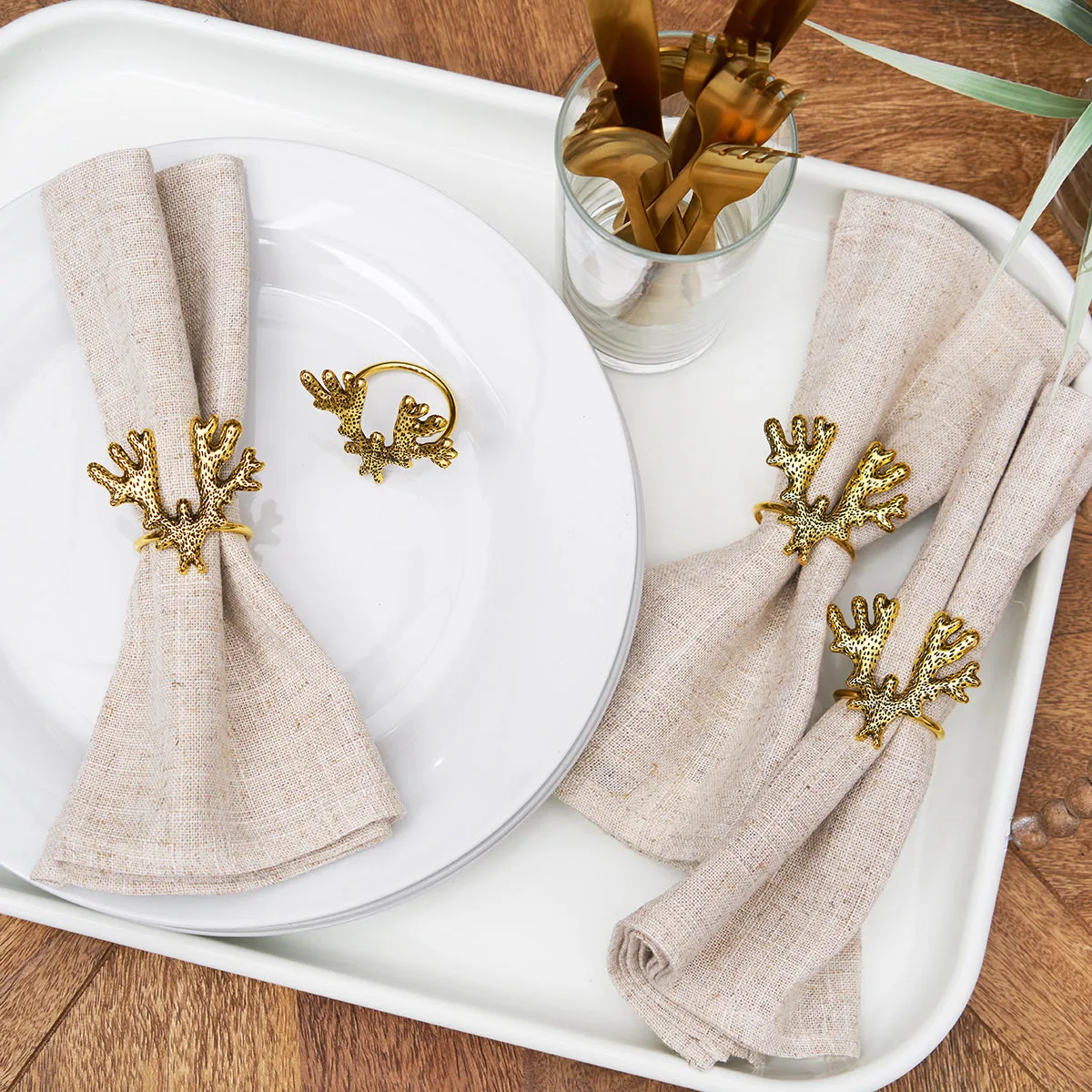 Gold Coral Napkin Ring, Set of 4