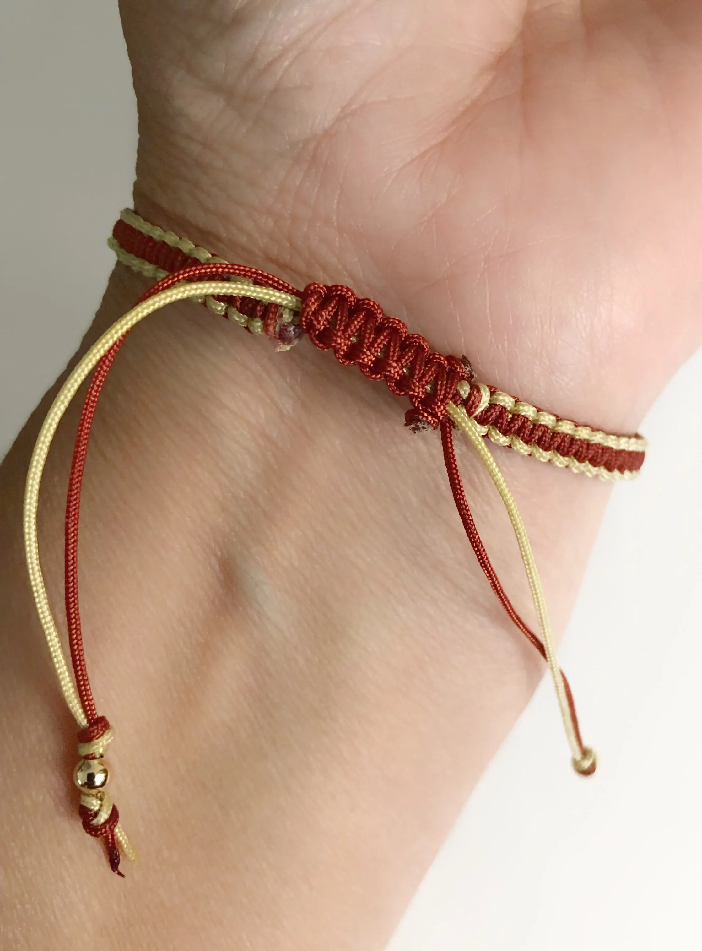 Gold Cross Rainbow Cubic Zirconia Adjustable Macrame Bracelet