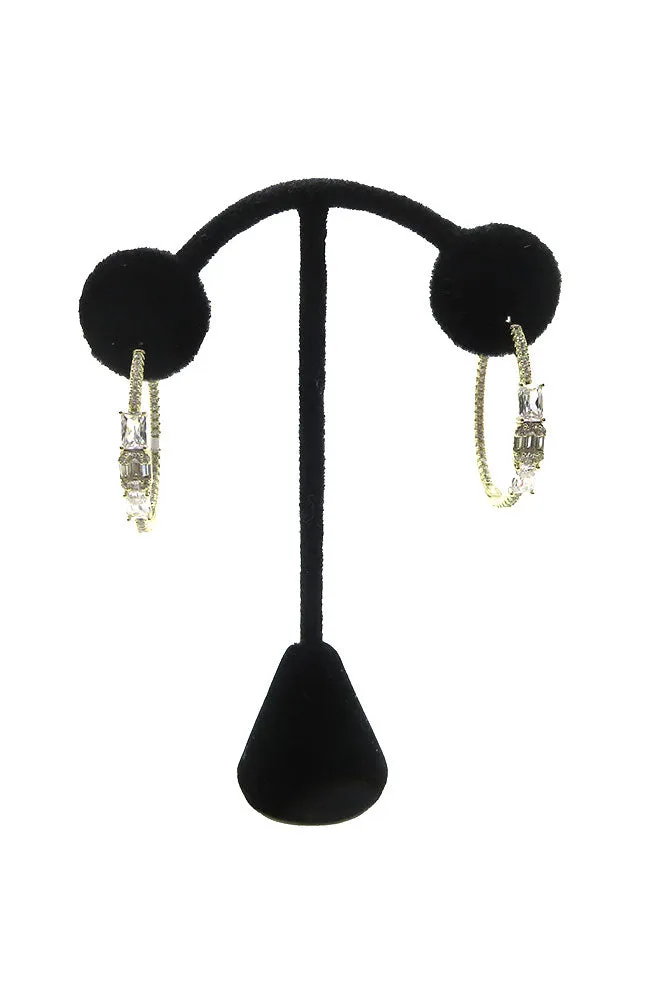 Gold Crystal Stone Hoops