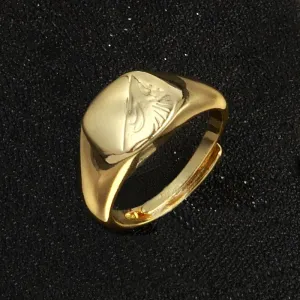 Gold Filled Half Face Square Signet Ring Size U Adjustable