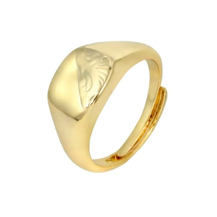 Gold Filled Half Face Square Signet Ring Size U Adjustable