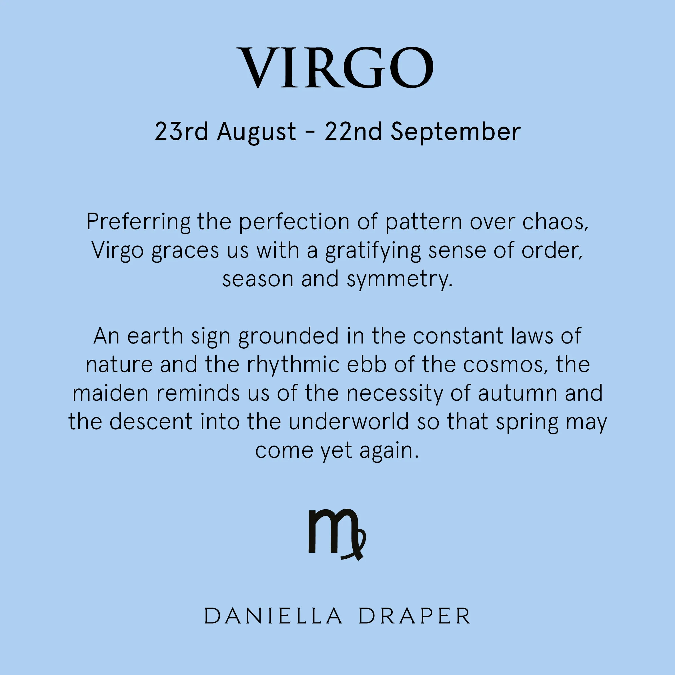Gold Mini Virgo Horoscope & Blue Sapphire Birthstone Necklace