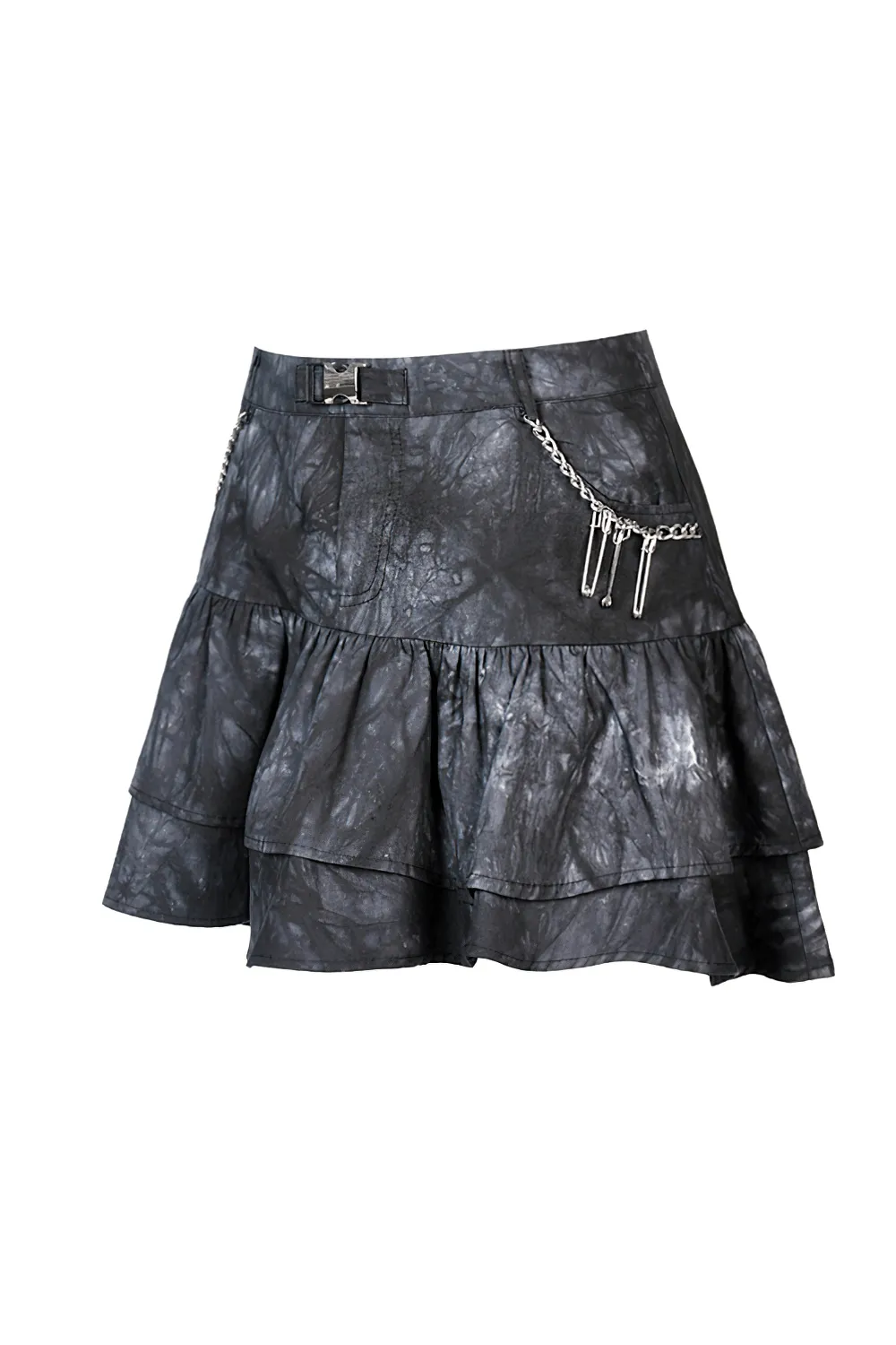 Goth Women's Mini Skirt with Ruffles and Chains