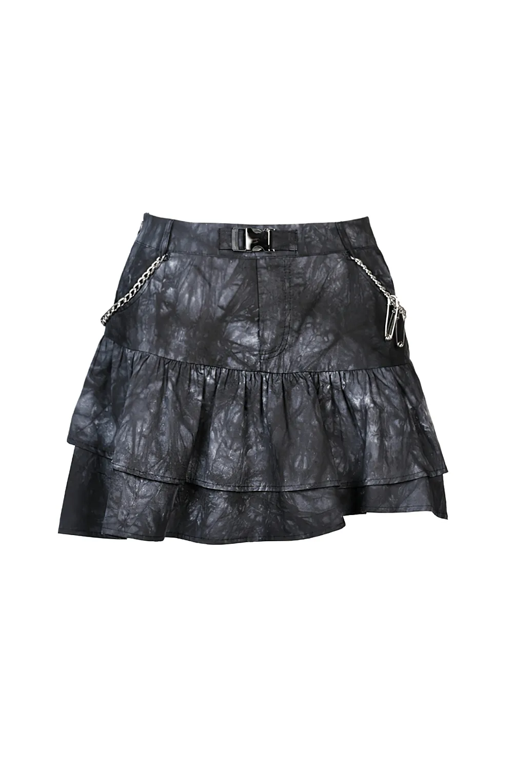 Goth Women's Mini Skirt with Ruffles and Chains