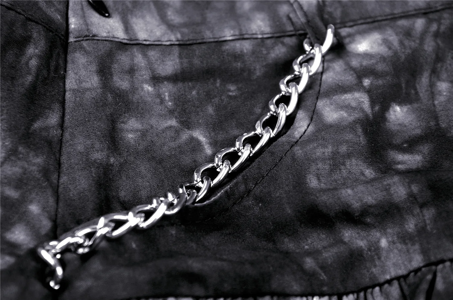 Goth Women's Mini Skirt with Ruffles and Chains