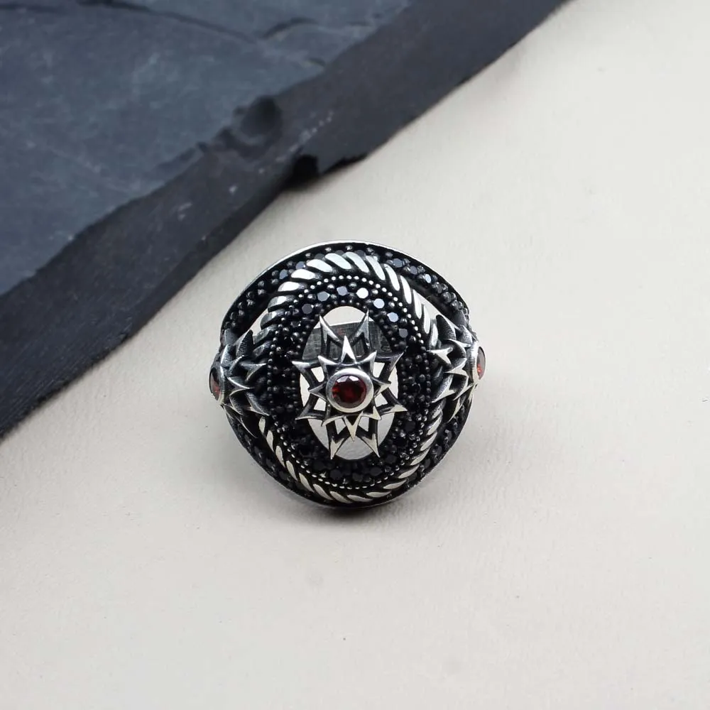 Gothic 925 Sterling Solid Silver CZ Men's Finger ring