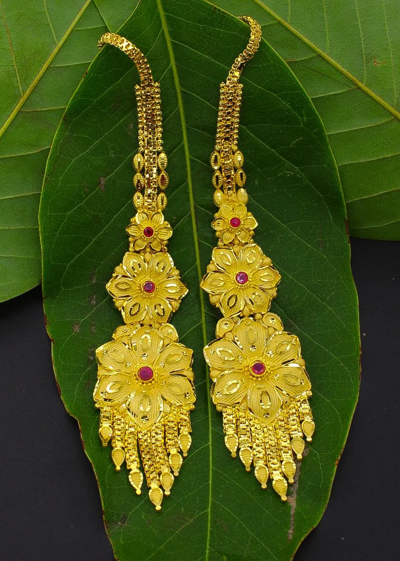 GRACEFUL FLORAL KANCHAIN WITH EARRINGS