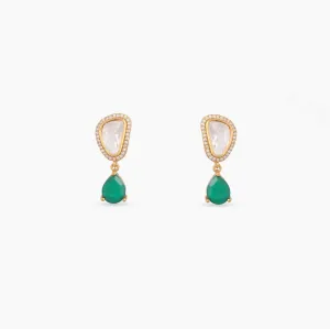 Graceful Green Moissanite Silver Drop Earrings