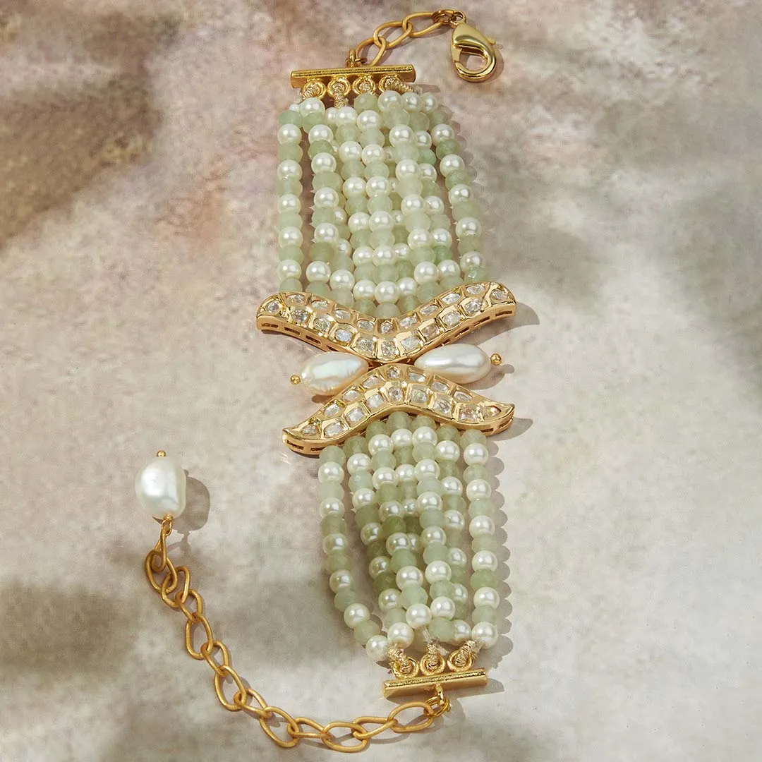 Green & White Polki Bracelet - MRJBR23BR 47