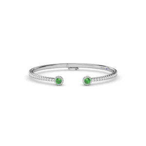 Halo Emerald and Diamond Bangle