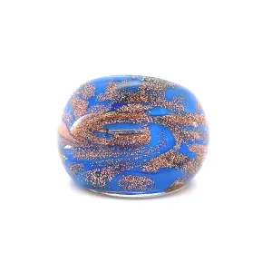 Handmade Glass Acrylic Ring Azure Gilded Opulent Infinity Band