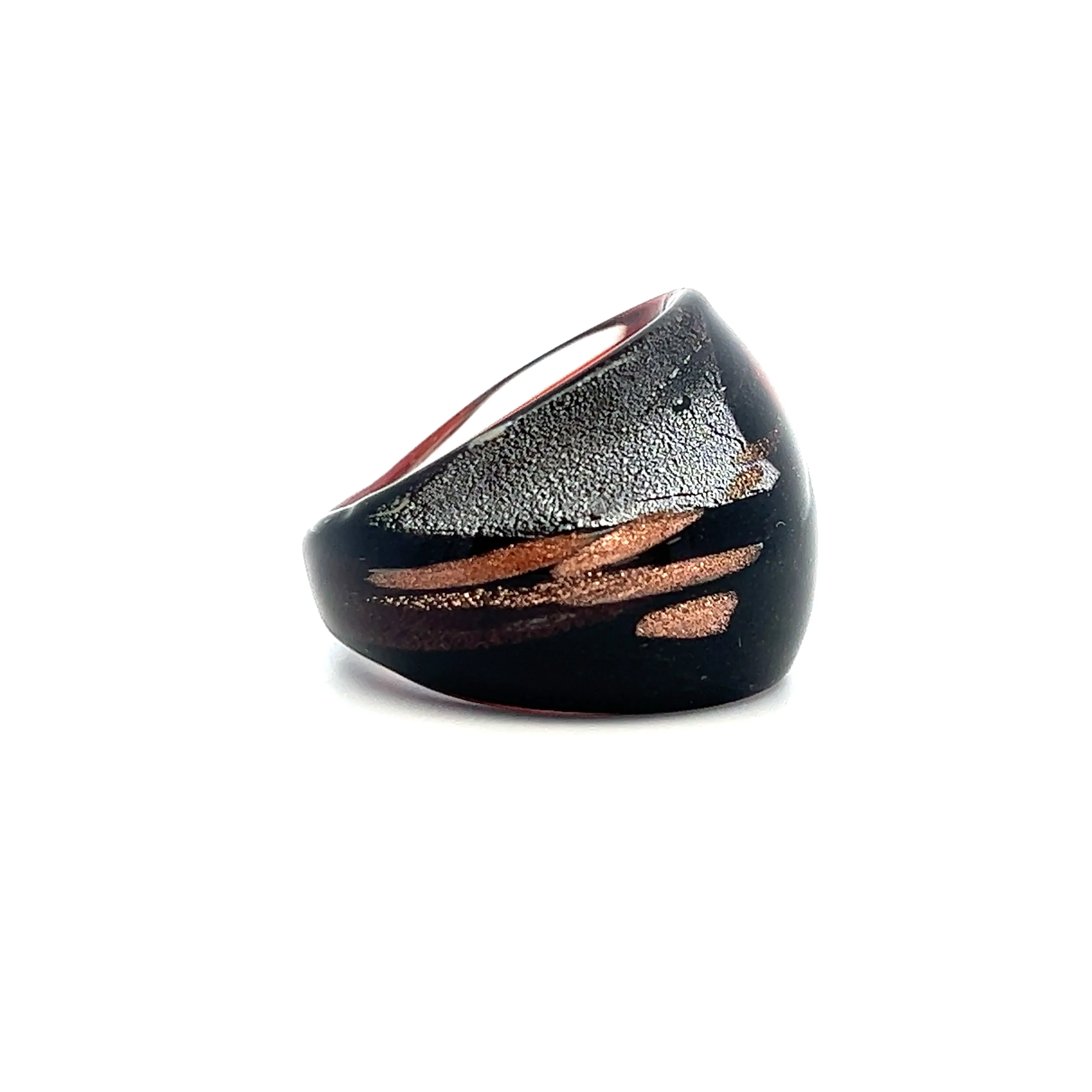 Handmade Glass Acrylic Ring Sunset Opulent Colourful Infinity Band