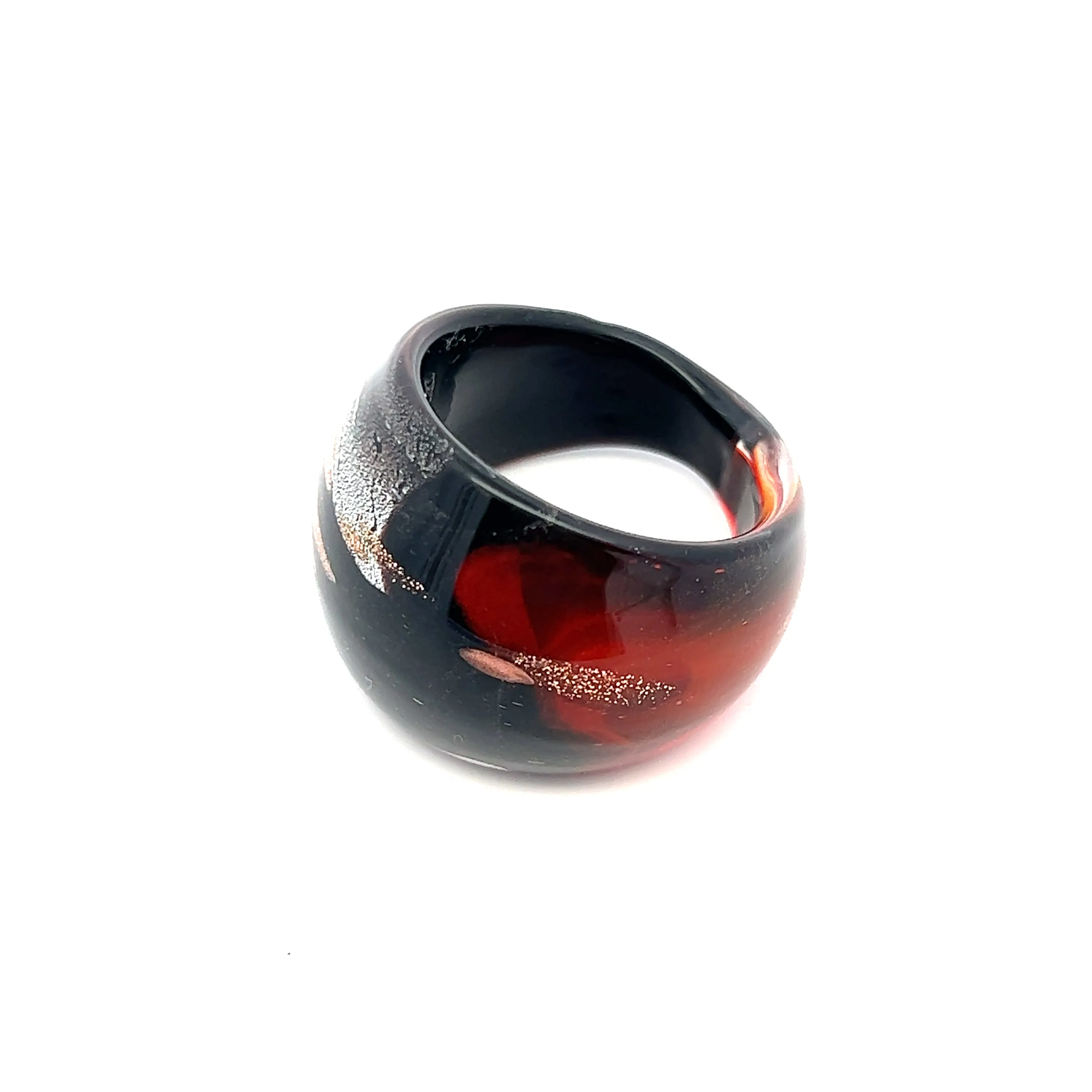 Handmade Glass Acrylic Ring Sunset Opulent Colourful Infinity Band