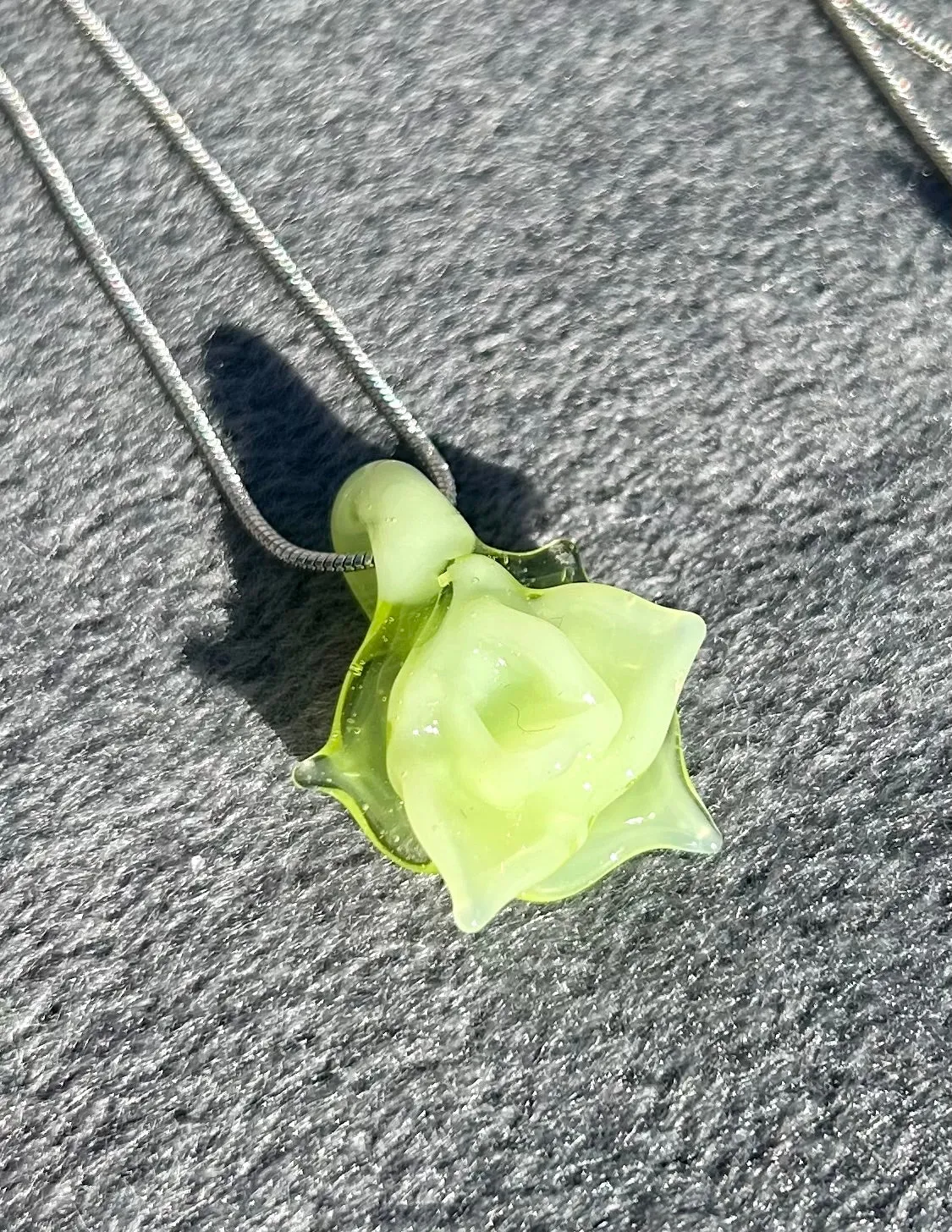 Headley's Glass Art Hand Blown Rose Pendant Necklaces