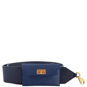 Hermès Kelly Pocket Strap Epsom Caban and Swift Bleu Saphir Gold Hardware
