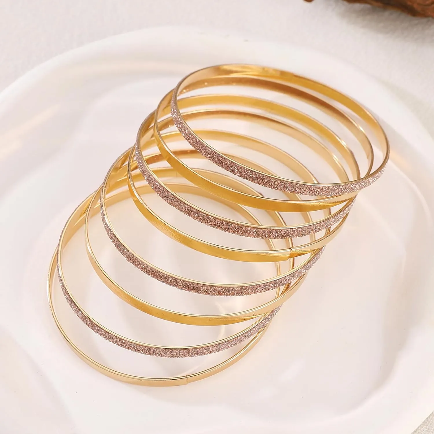 HIIXHC Gold Bangle Bracelets for Women - 16Pcs Moon and Star Bracelets Multi Layered Gold Stackable Bracelets Jewelry for Women Gift