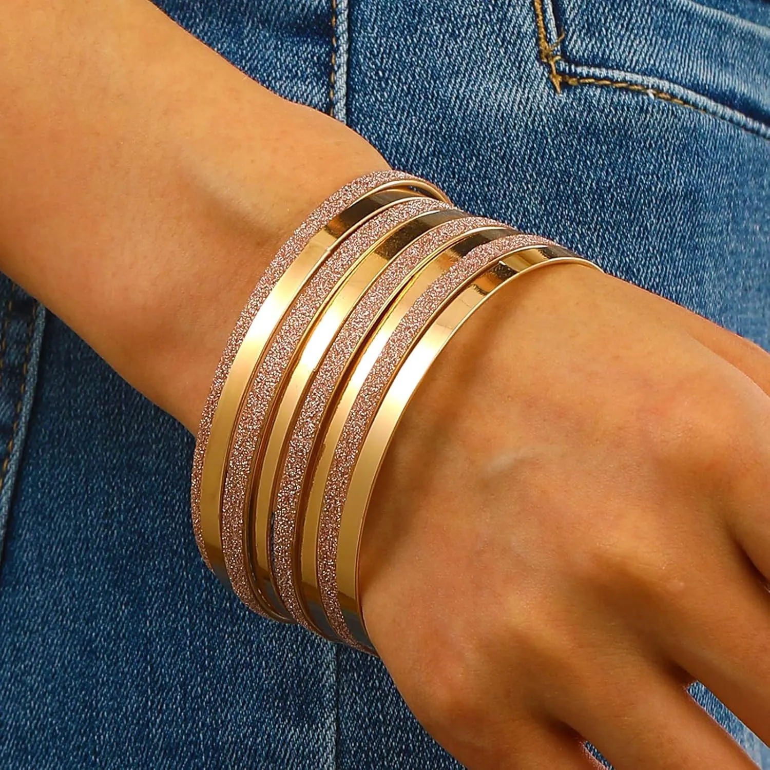 HIIXHC Gold Bangle Bracelets for Women - 16Pcs Moon and Star Bracelets Multi Layered Gold Stackable Bracelets Jewelry for Women Gift