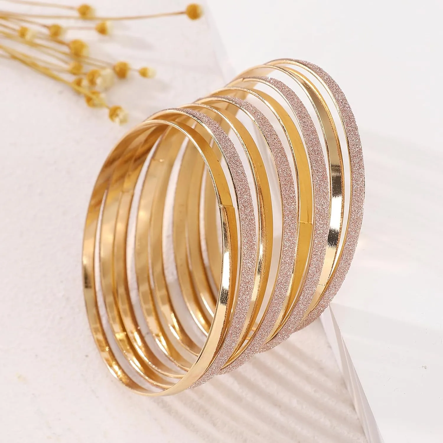 HIIXHC Gold Bangle Bracelets for Women - 16Pcs Moon and Star Bracelets Multi Layered Gold Stackable Bracelets Jewelry for Women Gift