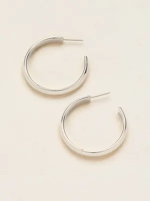 Holly Yashi Medium Cara Hoop Post Earrings - Silver