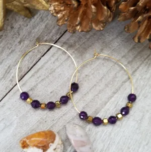 Jade &Gold  Hematite Hoops