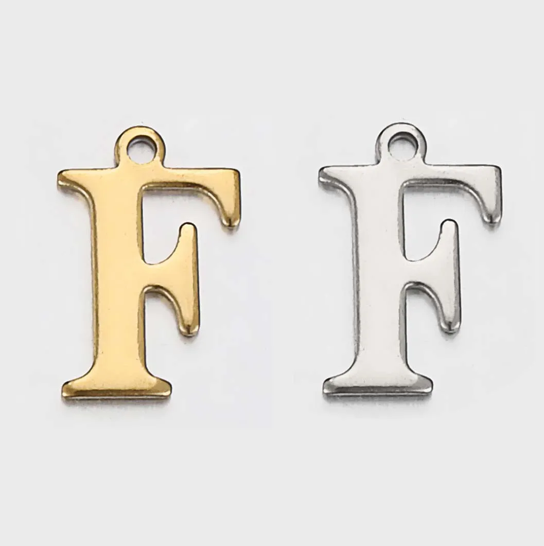 JBextension Golden Silver Color Stainless Necklace Steel English Letter Pendant Uppercase Single Hole Diy Necklace Apparel Pendant 1 Pcs
