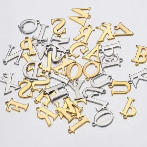 JBextension Golden Silver Color Stainless Necklace Steel English Letter Pendant Uppercase Single Hole Diy Necklace Apparel Pendant 1 Pcs