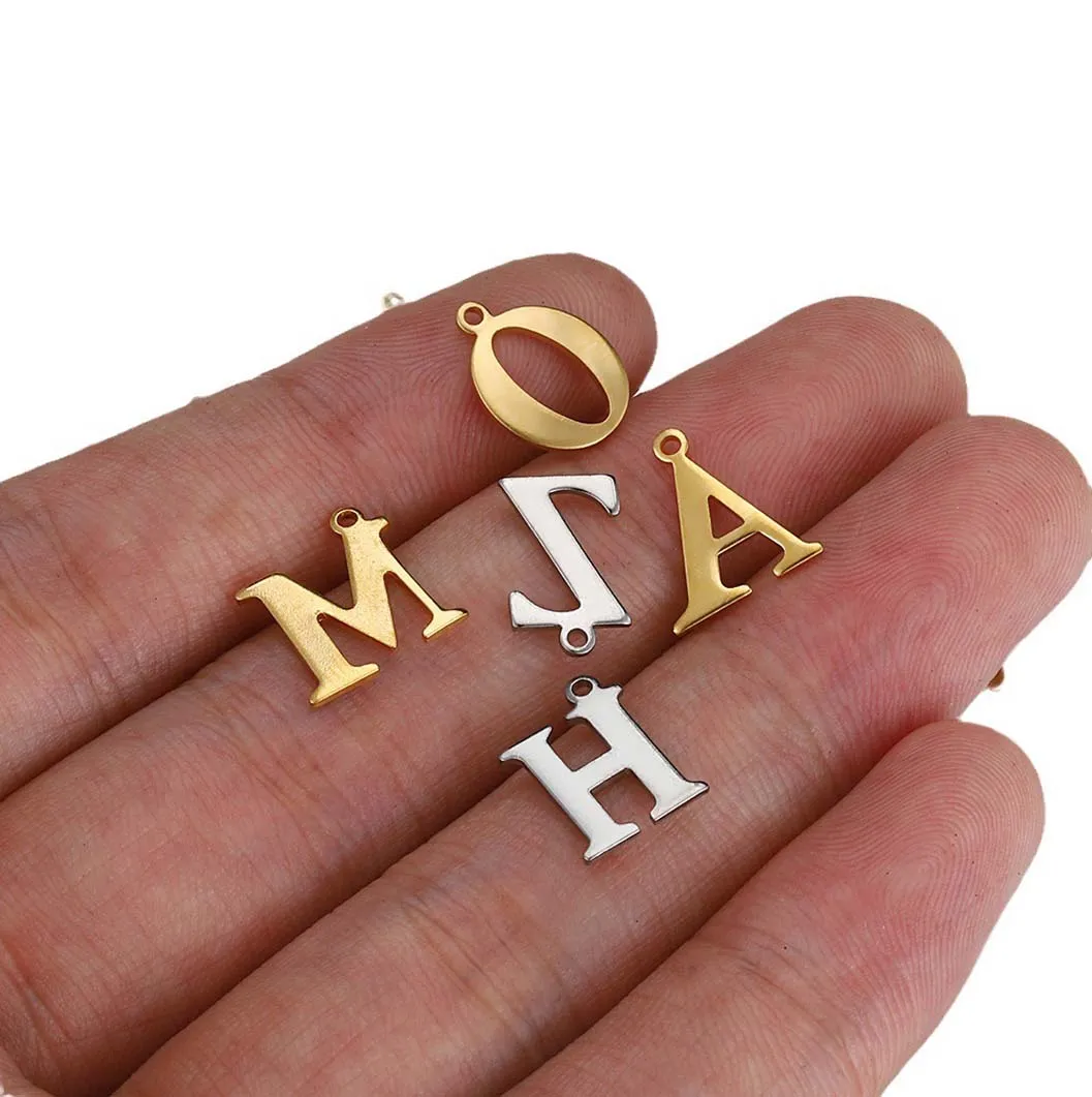 JBextension Golden Silver Color Stainless Necklace Steel English Letter Pendant Uppercase Single Hole Diy Necklace Apparel Pendant 1 Pcs