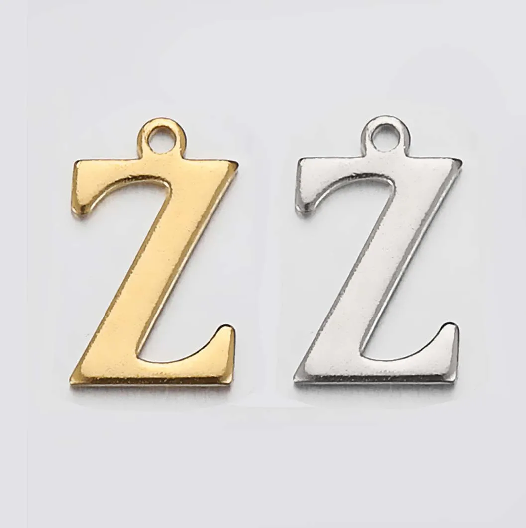 JBextension Golden Silver Color Stainless Necklace Steel English Letter Pendant Uppercase Single Hole Diy Necklace Apparel Pendant 1 Pcs