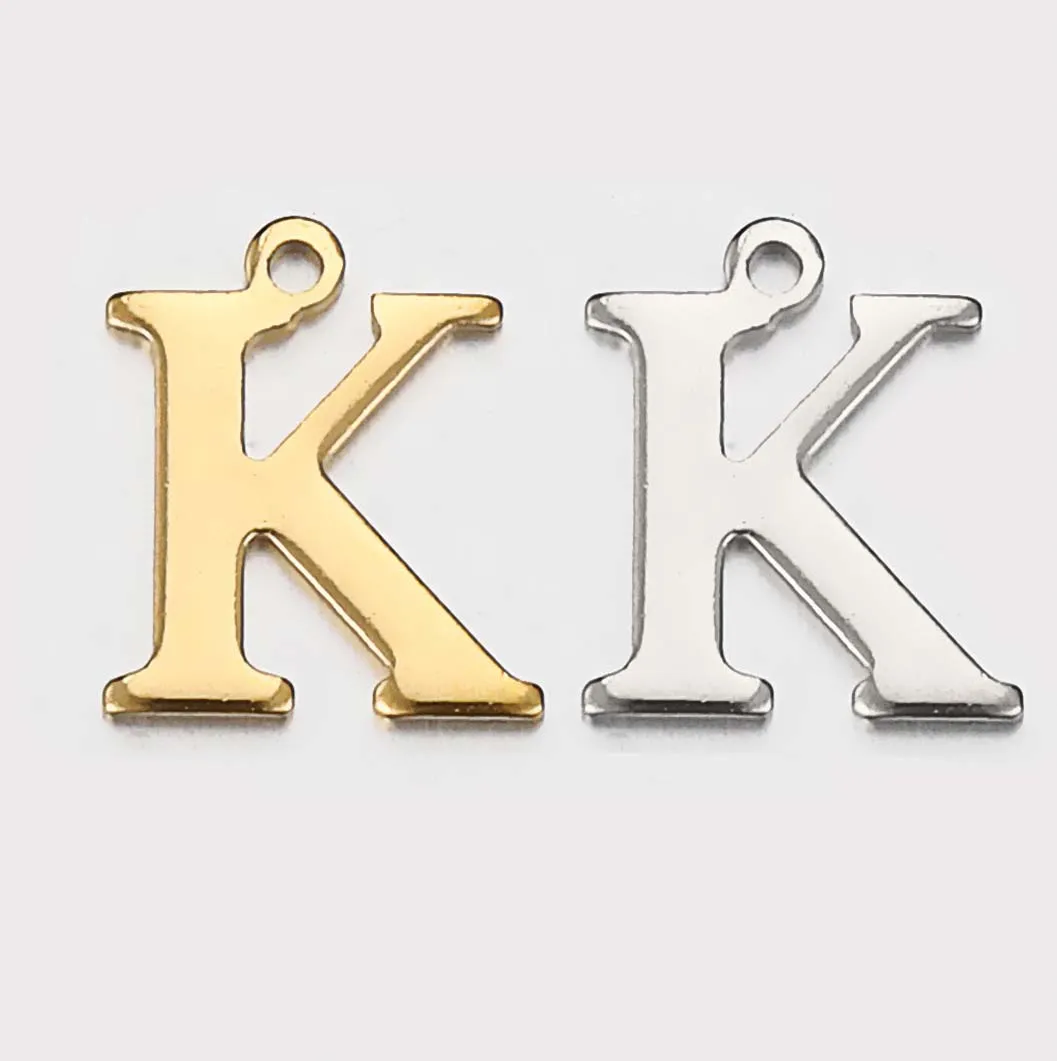 JBextension Golden Silver Color Stainless Necklace Steel English Letter Pendant Uppercase Single Hole Diy Necklace Apparel Pendant 1 Pcs