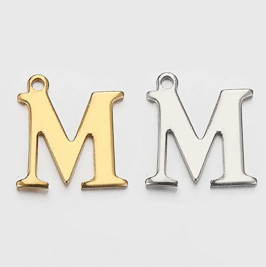 JBextension Golden Silver Color Stainless Necklace Steel English Letter Pendant Uppercase Single Hole Diy Necklace Apparel Pendant 1 Pcs