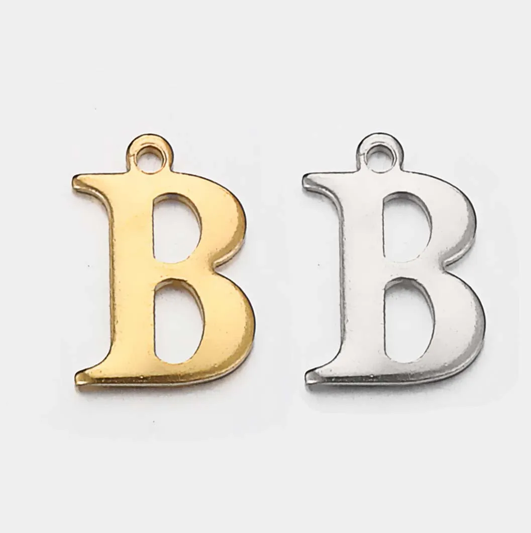 JBextension Golden Silver Color Stainless Necklace Steel English Letter Pendant Uppercase Single Hole Diy Necklace Apparel Pendant 1 Pcs