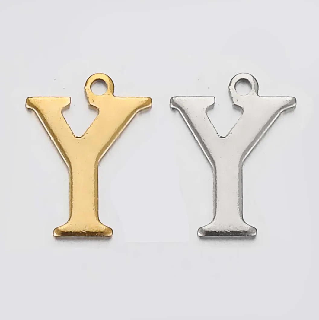JBextension Golden Silver Color Stainless Necklace Steel English Letter Pendant Uppercase Single Hole Diy Necklace Apparel Pendant 1 Pcs