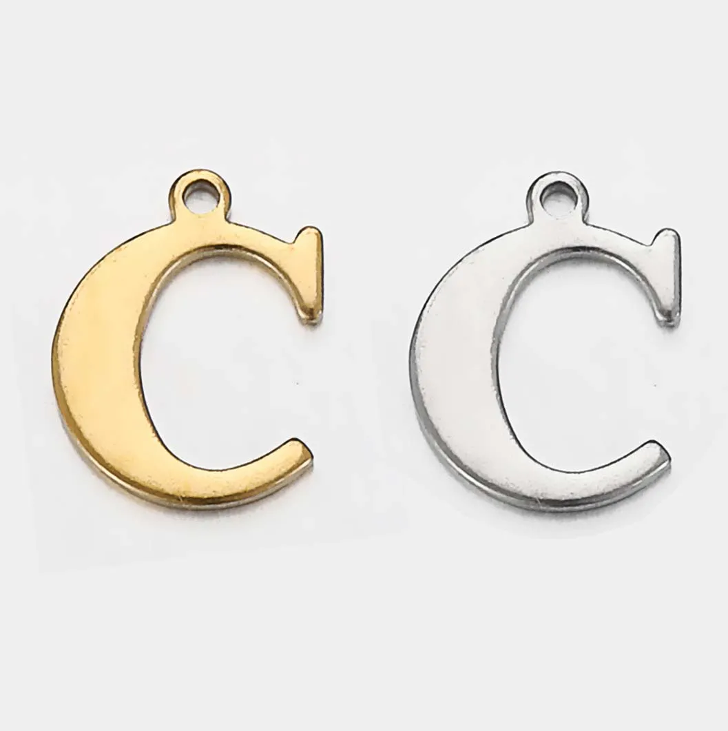 JBextension Golden Silver Color Stainless Necklace Steel English Letter Pendant Uppercase Single Hole Diy Necklace Apparel Pendant 1 Pcs