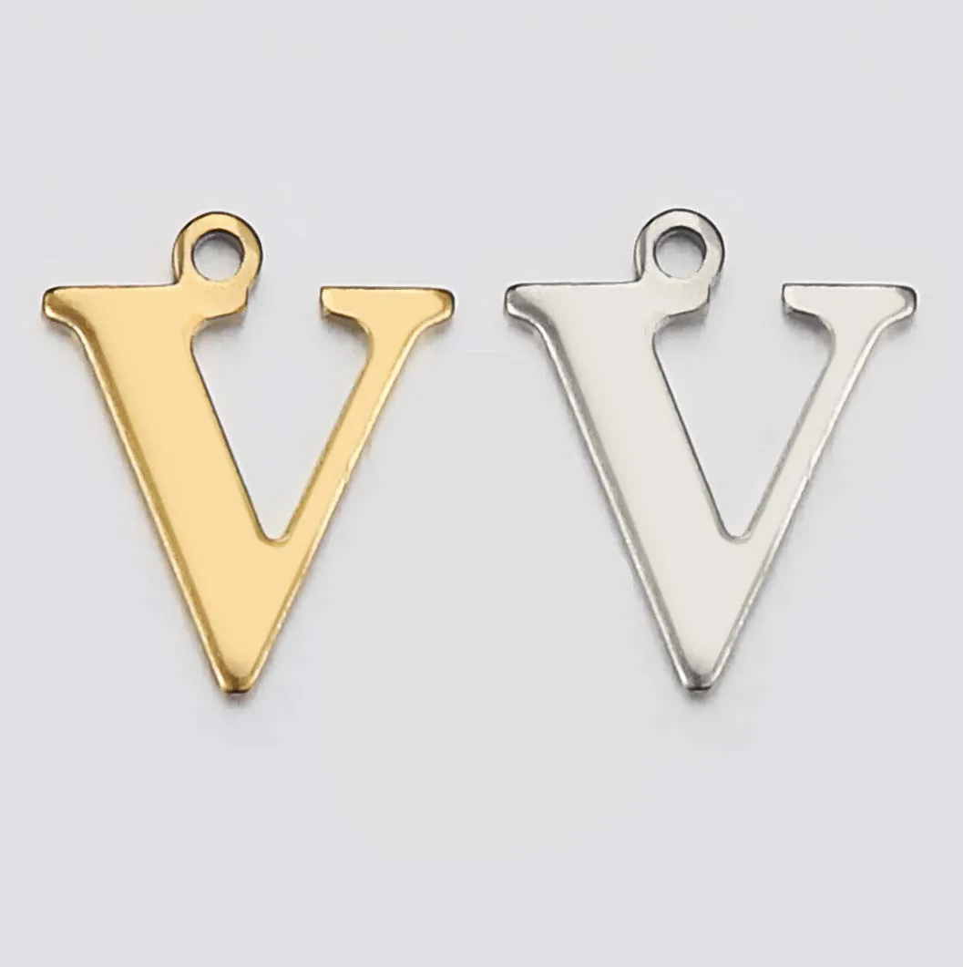 JBextension Golden Silver Color Stainless Necklace Steel English Letter Pendant Uppercase Single Hole Diy Necklace Apparel Pendant 1 Pcs