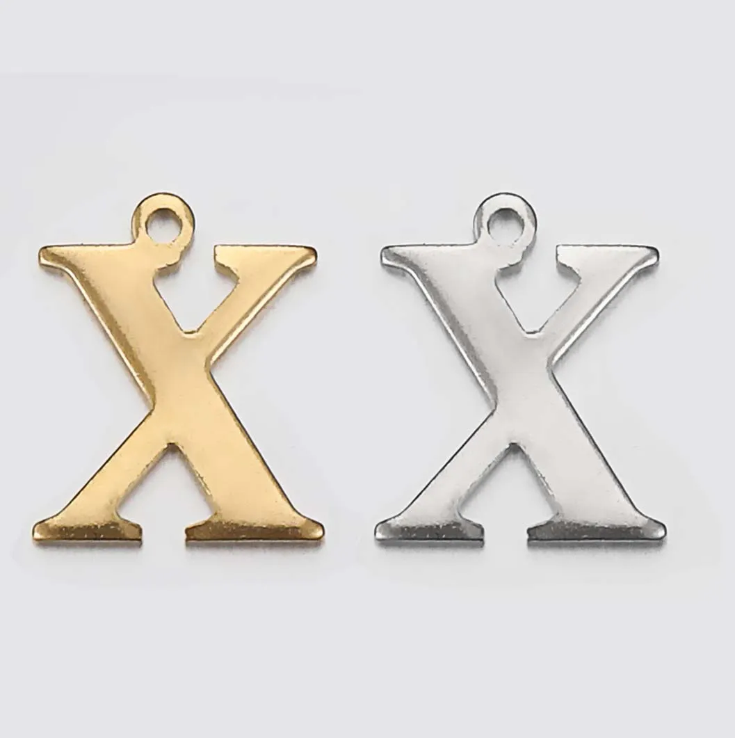 JBextension Golden Silver Color Stainless Necklace Steel English Letter Pendant Uppercase Single Hole Diy Necklace Apparel Pendant 1 Pcs